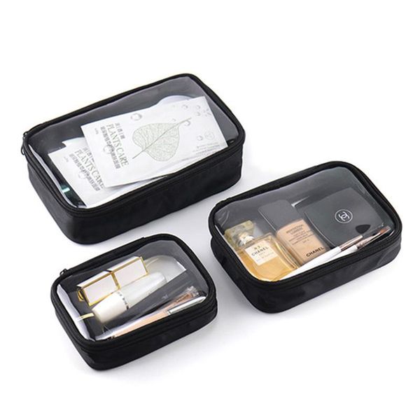 

cosmetic bags & cases 3-pcs set transparent pvc women's bag waterproof makeup girl toiletries travel organizer beauty storage