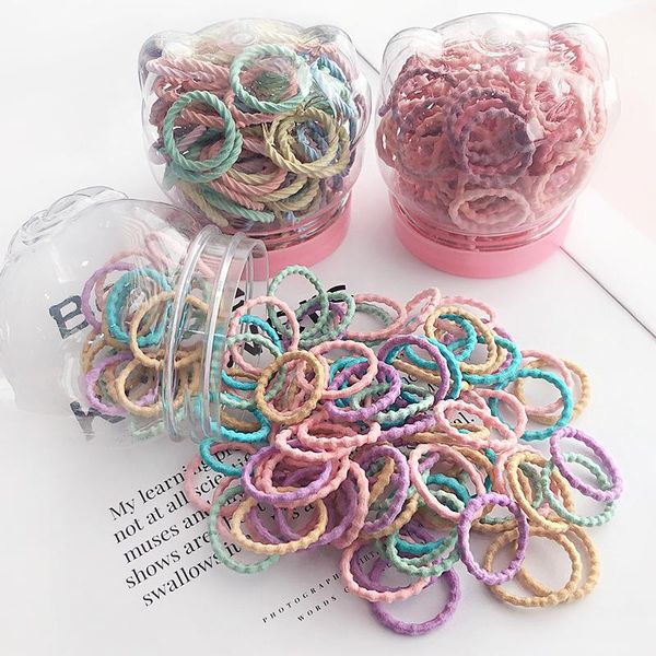 

hair accessories 50/100 pcs/box children cute colors soft elastic bands baby girls lovely scrunchies rubber kids, Slivery;white