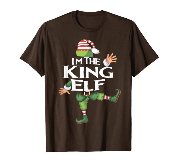 

i'm the king elf cute funny xmas gift elf family group t-shirt, White;black