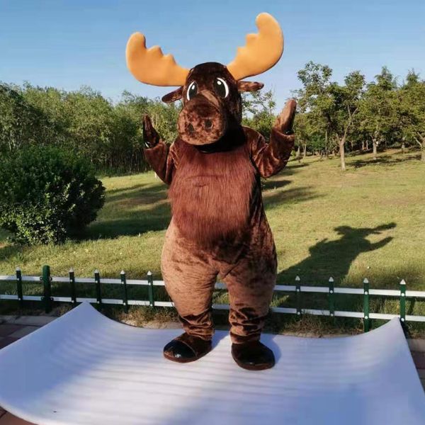 

halloween big nose moose mascot costume animal theme character carnival size fursuit christmas birthday party dress, Red;yellow