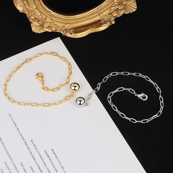 

link, chain round bead pendant bracelet for women 2021 trend korean minimalism temperament female girls jewelry wholesale, Black