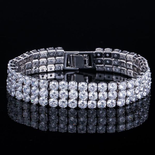 

link, chain european and american noble luxury bracelet 3a zircon super flash multi layer row diamond jewelry, Black