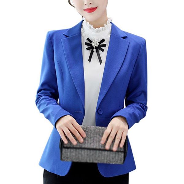 

women's suits & blazers blue red black blazer women long sleeve and jackets one button winter coat slim office lady female, White;black