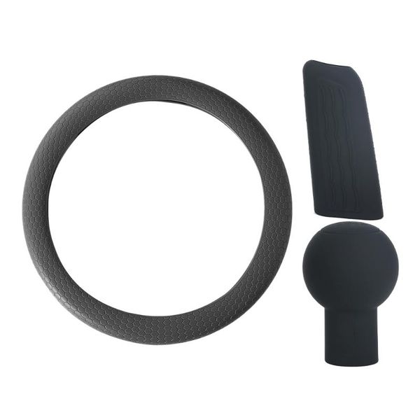

steering wheel covers 3 pcs auto soft silicone handbrake cover gear shift non-slip universal car decoration