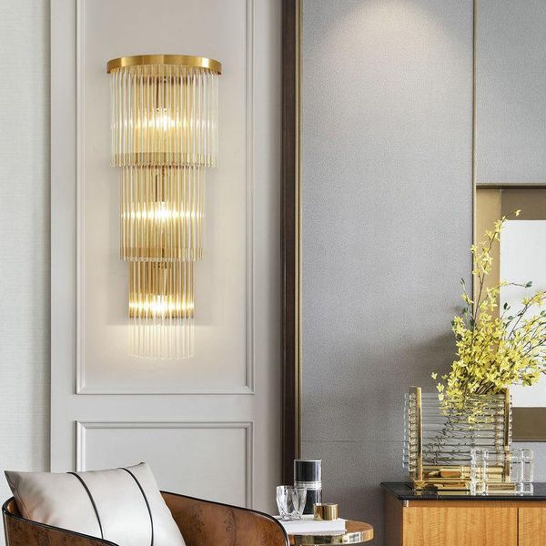 

wall lamp postmodern crystal gold sconce lights ac110v 220v fashion luxury lustre living room bedroom light fixtures