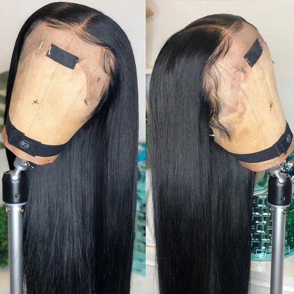 

long straight wig 13x4 150% hd lace front human hair wigs remy pre plucked frontal for black women, Black;brown