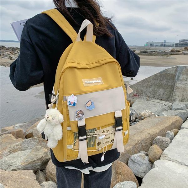 

backpack enopella fashion waterproof women for teenager kawaii girl female school bag nylon black cute students bookbag mochila