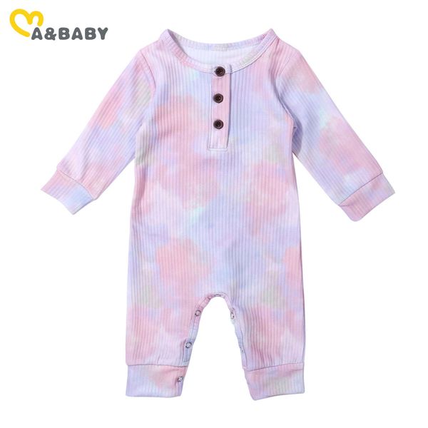 

0-18m tie dye baby girl clothes born infant knitted jumpsuit long sleeve romper autumn 210515, Blue