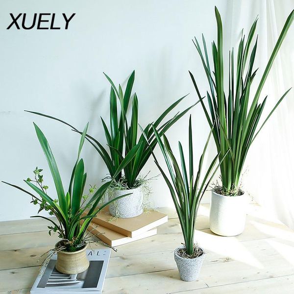 

decorative flowers & wreaths artificial flower pu green planting orchid leaves home living room floor vase fake wedding diy road decoration