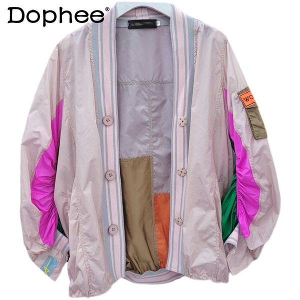 

women's jackets fashion elegant sun protection clothing for women 2021 spring loose splicing coat straight round neck all-match jacket, Black;brown