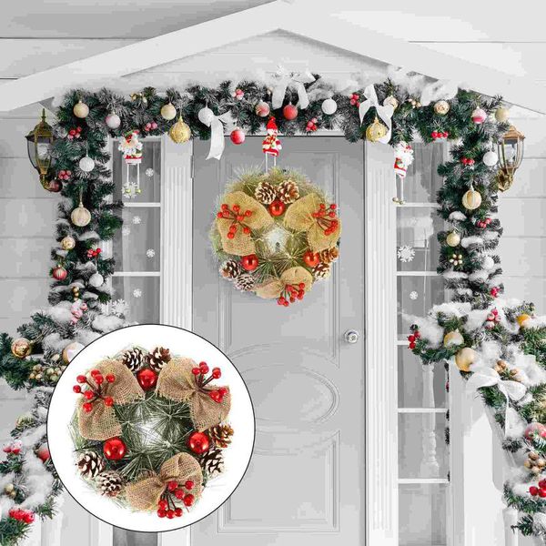 

decorative flowers & wreaths 1pc doors hanging wreath christmas rattan rings garland pine needle decoration