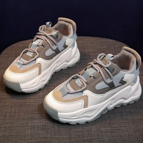 

Women Casual Shoes Brand Light Chunky Sneakers Ladies Fashion Sport Tide Shoes Walking Platform Footwear Spring Zapatos Mujer, Beige