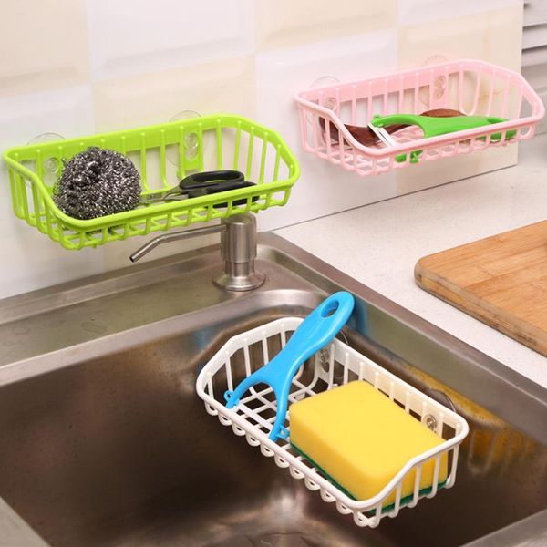 

hooks & rails durable suction cup dishwashing sponge holder hanging storage rack drain sink shelf kitchen accessories