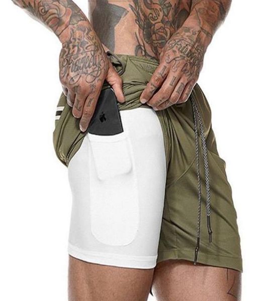 

summer sports shorts men's stretch casual joggers fitness basketball sportwear mesh two layer built-in pocket short, White;black