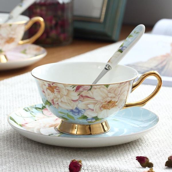 

mugs 200ml europe noble bone china coffee cup saucer set luxury ceramic tea mug porcelain cafe party drinkware tazas de