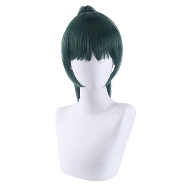 

anime jujutsu kaisen maki zenin cosplay wig 50cm green heat resistant synthetic hair pelucas halloween party costume wigs, Black