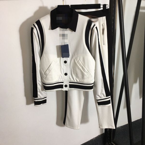 

shipping 2021 autumn black/white striped embroidery women's two pieces sets brand same style two piece dress dh1710