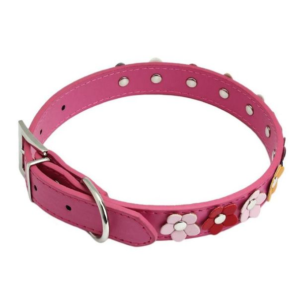 

dog collars & leashes collar sweet flower studded puppy pet leather buckle neck strap xt