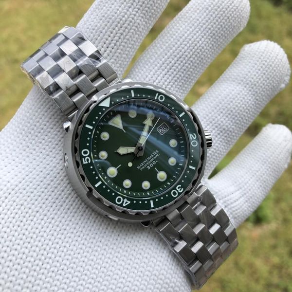 

steeldive sd1975 green color ceramic bezel 300m waterproof nh35 automatic dive watch men wristwatches, Slivery;brown