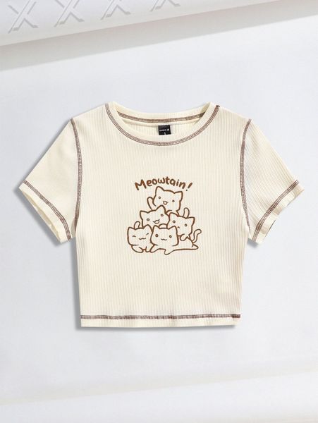 

x mschibious contrast stitch letter and cartoon graphic 45mz#, White