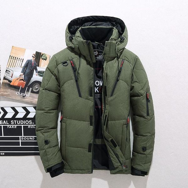 

men's down & parkas jacket winter youth korean fashion casual handsome tooling outdoor hooded coat thick duck slim, Black