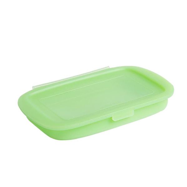 Bottiglie di stoccaggio Barattoli Contenitore per alimenti pieghevole in silicone Lunch Box 1L Bento con coperchi per picnic in ufficio, campeggio, escursionismo