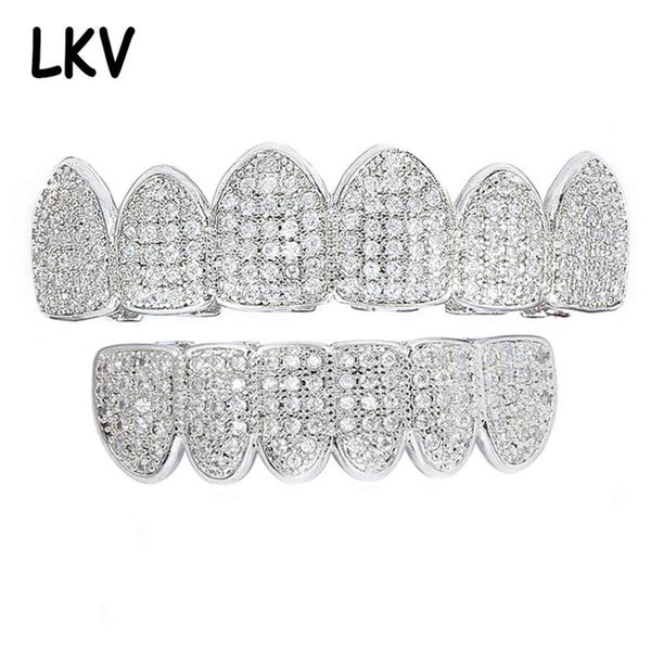 

dance props copper inlaid zircon vampire teeth hip hop braces, Silver