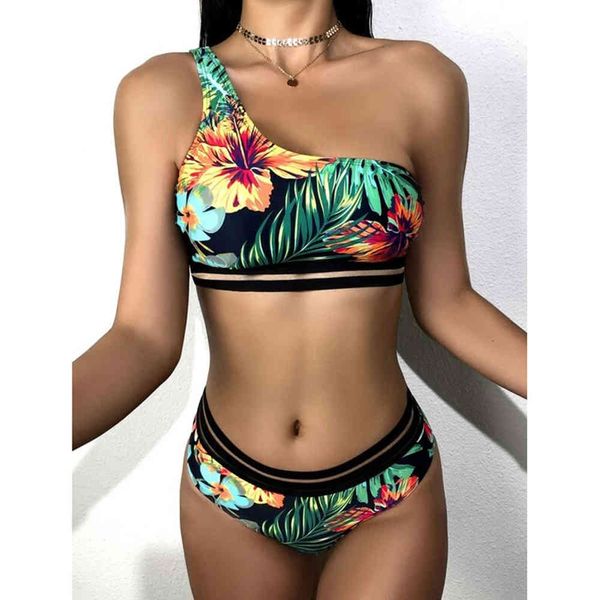 

printed bikini mesh patchwork swimwear women swimsuit female two pieces set bather bathing suit beachwear swim 210521, White;black