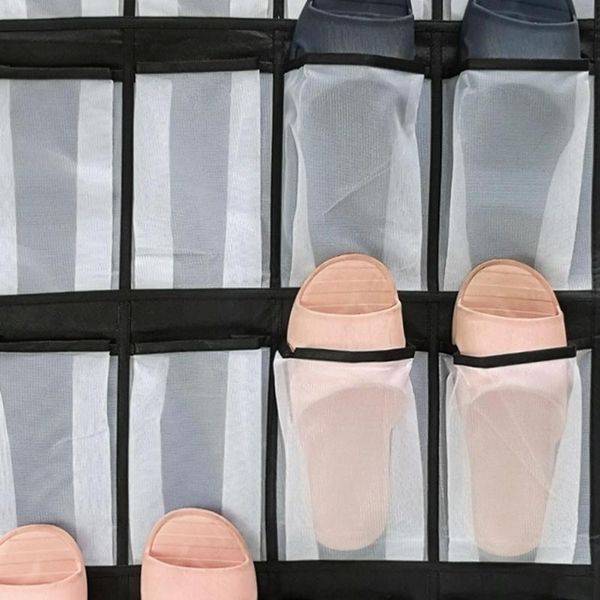 

over the door shoe organizer, clear hanging bag, fabric closet organizer storage 24 large mesh pockets boxes & bins