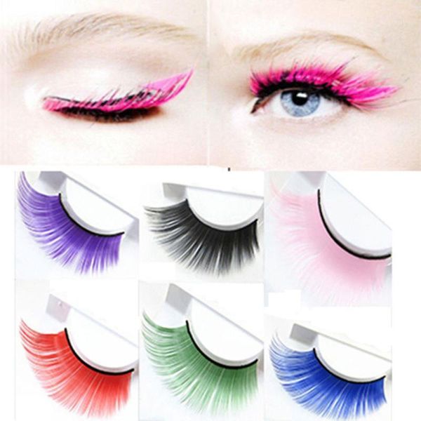 

pair colorful thick plus long false eyelash costume party fashion eye lashes pretty charming eyelash1