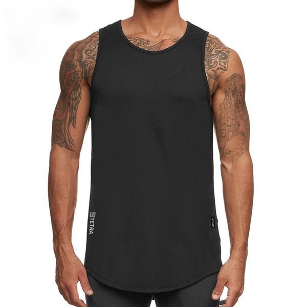 

running jerseys men's gym tank muscle singlet workout training sweatshirt bodybuilding sleeveless shirt fitness sport stringer runnning, Black;blue