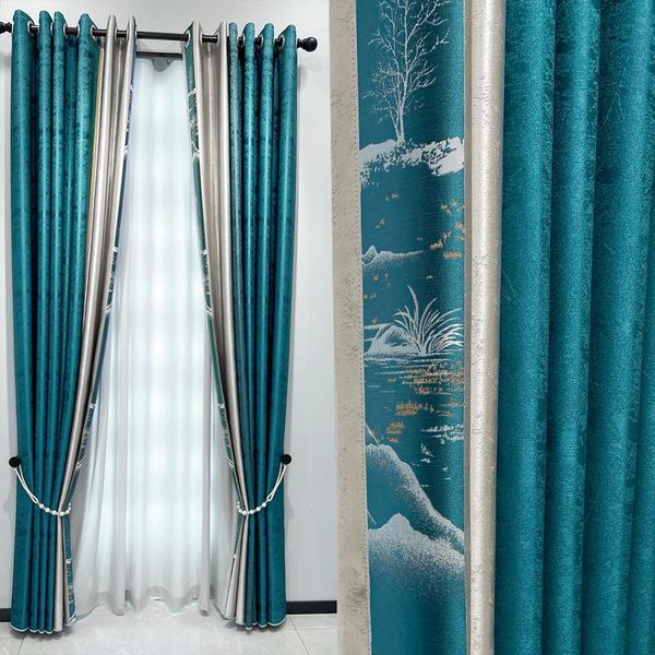 

curtain & drapes curtains for living dining room bedroom chinese style cloth high shading precision jacquard seamless stitching finished pro