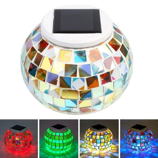 

lawn lamps unique mosaic glass outdoor solar power ball light garden stake color changing led atmosphere decor lamp