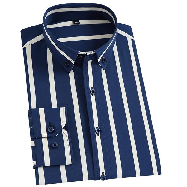 

men's casual shirts shirt long sleeve korean fashion clothing men non-iron stretch fabric striped pocketless design button up shirts4xl, White;black