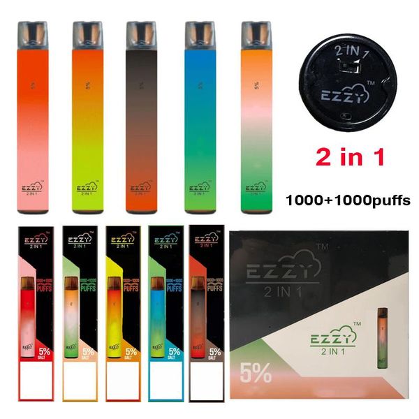 

2021 Newest EZZY super 2in1 2000puffs Disposable Vape cigarette Pen Device Double Flavor 4ml+4ml E-Liquid Pre-filled Vapor Pods Portable Vaporizer
