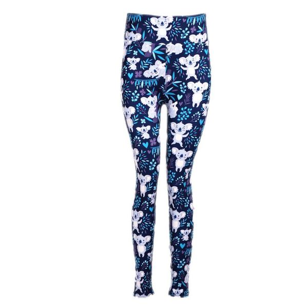 

women's leggings mommy daughter girls koala animal, Black