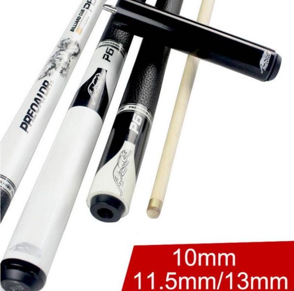 

p6 pool cue billiard 5a canadian maple shaft 13mm/11.5mm tips 10mm with extension black/white color 2021 cues