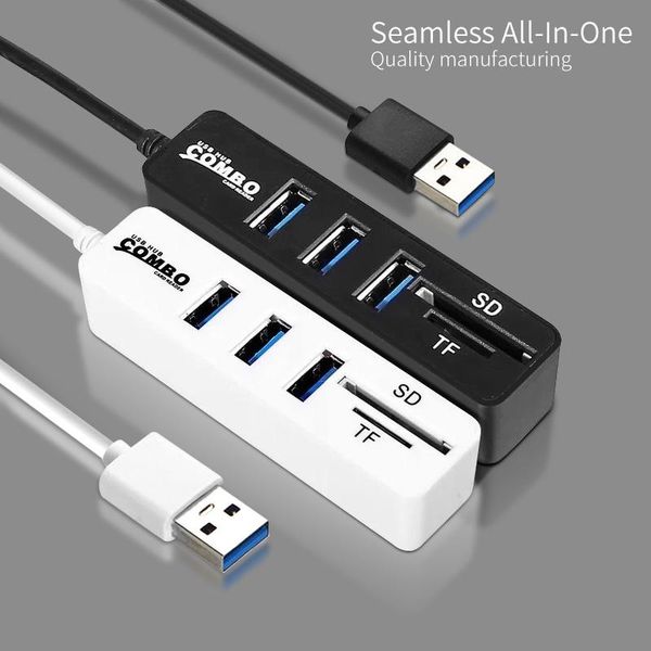 

hubs anmone 3 port usb hub with card reader 2.0 micro sd tf computer adapter extend for hard disk wired mouse keyboard