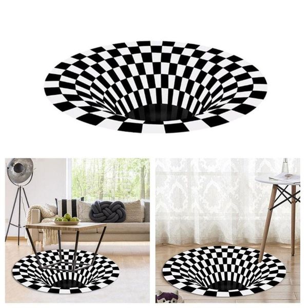 

printed mat vortex illusion living room rug carpet floor door round stereo vision carpets