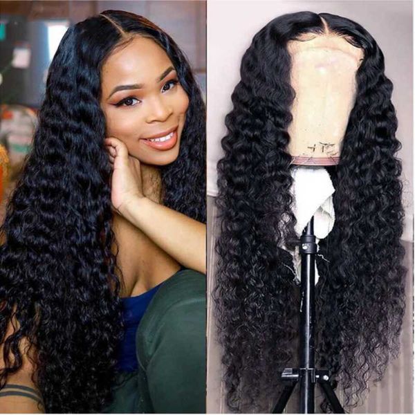 

lace wigs water wave front wig frontal 13x4 human hair brazilian deep curly for women, Black;brown