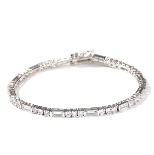 

hip hop claws setting cz stone bling iced out 3mm tennis link chain bracelet for men women rapper jewelry 6-9inch, Black