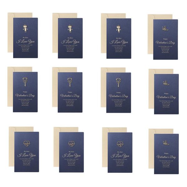 

greeting cards 12pcs valentine's day message with envelope random pattern