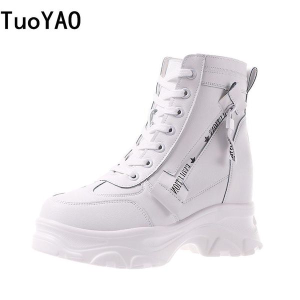 

boots women thick sole winter ankle 2021 luxury platform casual women's .5cm high heels wedge shoes woman sneakers, Black