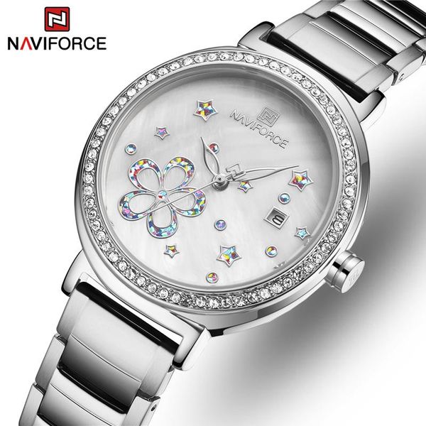 

wristwatches naviforce watches women's waterproof quartz ladies wrist watch date display clock gift girl wife relogio feminino, Slivery;brown
