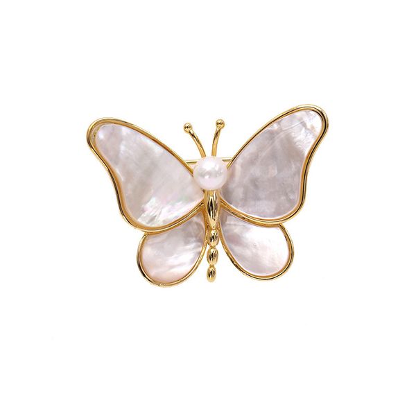 Mode Klassische Schmetterlingsbrosche für Kleidung Hochwertige Muschelimitation Perle Damenbroschen Ganzer Tropfen