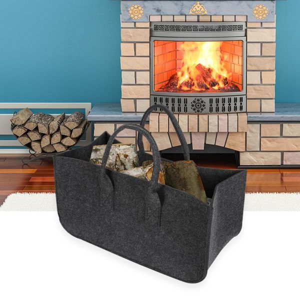 

storage bags 1pcs felt bag black fireplace wooden basket fire wood pocket firewood spaper stalls