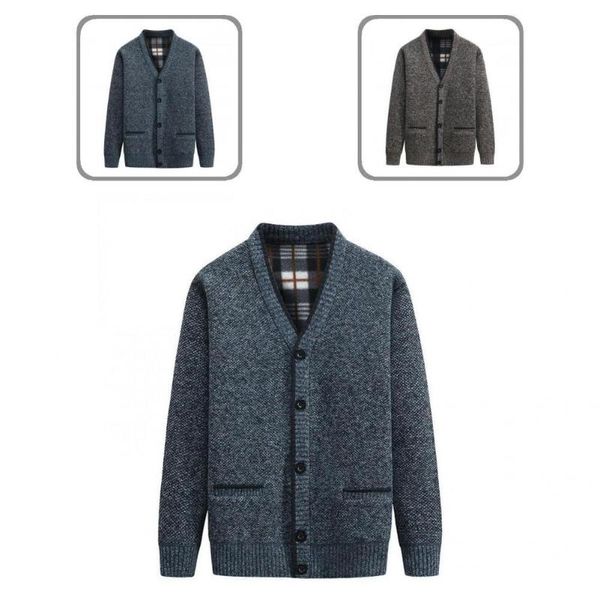 

men's sweaters cold resistant skin-friendly fleece lining solid color cardigan sweater outerwear, White;black