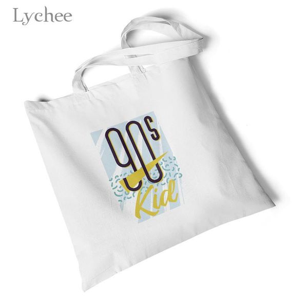 

shopping bags lychee harajuku letter print women canvas bag handbag environmental large original foldable travel shoulder