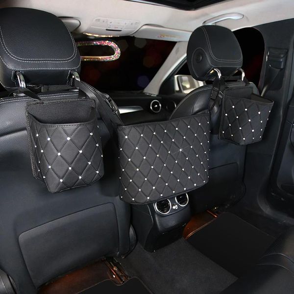 

car organizer rhinestone bling auto hanging seat back storage container luxury crystal stowing tidying accessories