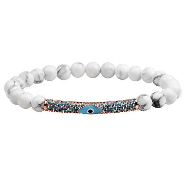 

qinuo jewelry white turquoise elastic beaded couple eye totem, Golden;silver